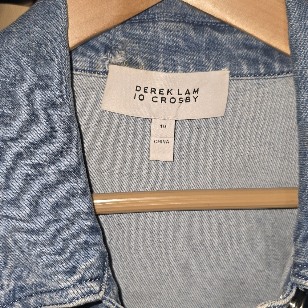 Derek Lam 10 Crosby Luca Tailored Wavy Seamed Denim Jacket MISSING BELT - Picture 8 of 8